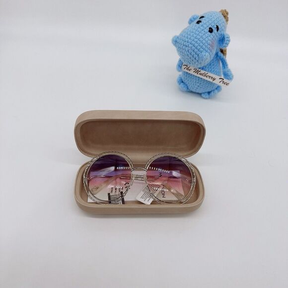 Chloé Women's Carlina Round Frame Sunglasses Gold Rainbow Lens 58mm Purple Pink - Picture 8 of 13